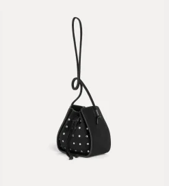 forte_forte suede bucket bag with rhinestones nero^ Bags And Belts