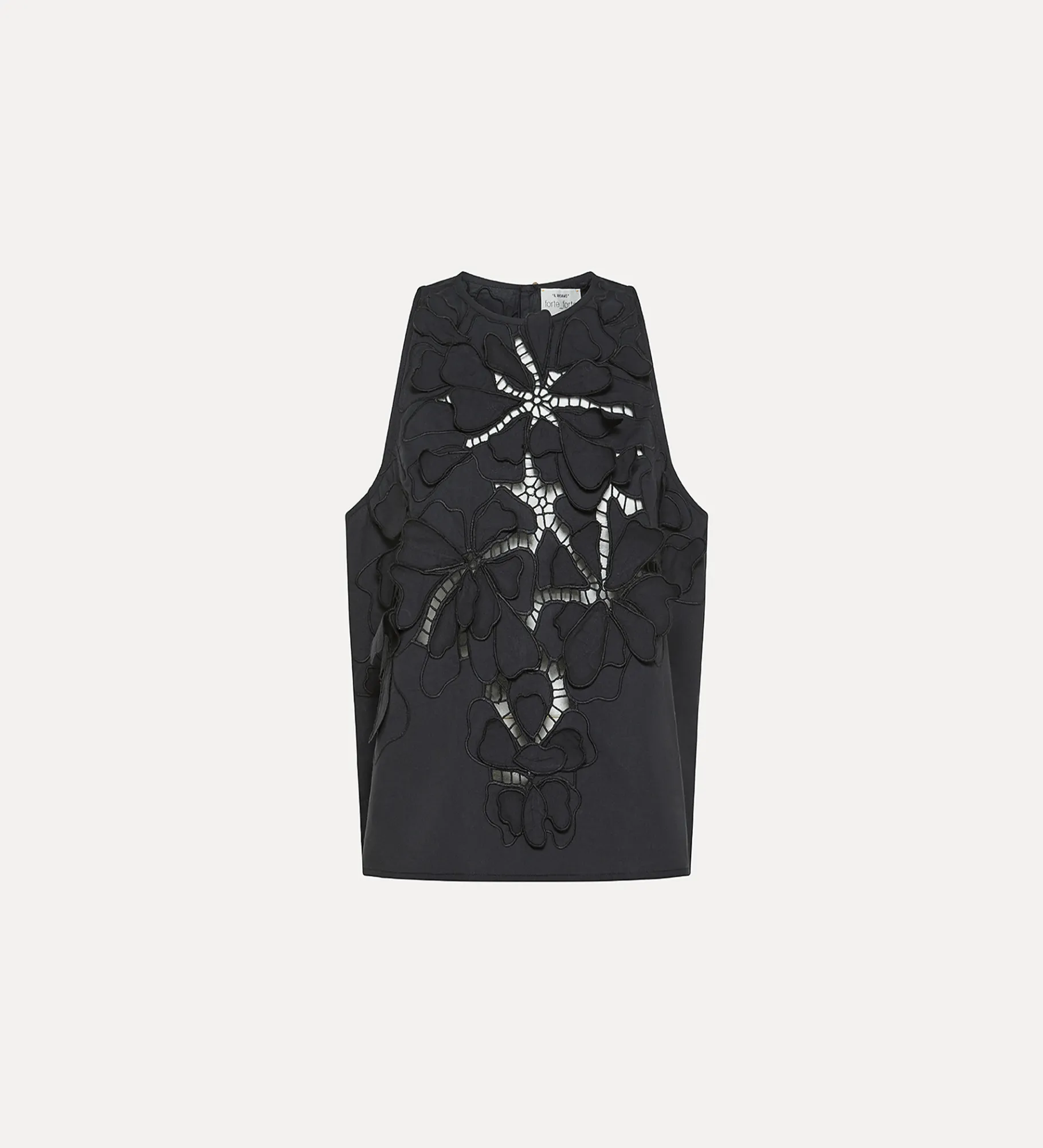 forte_forte top in embroidered black cotton nero^ Tops