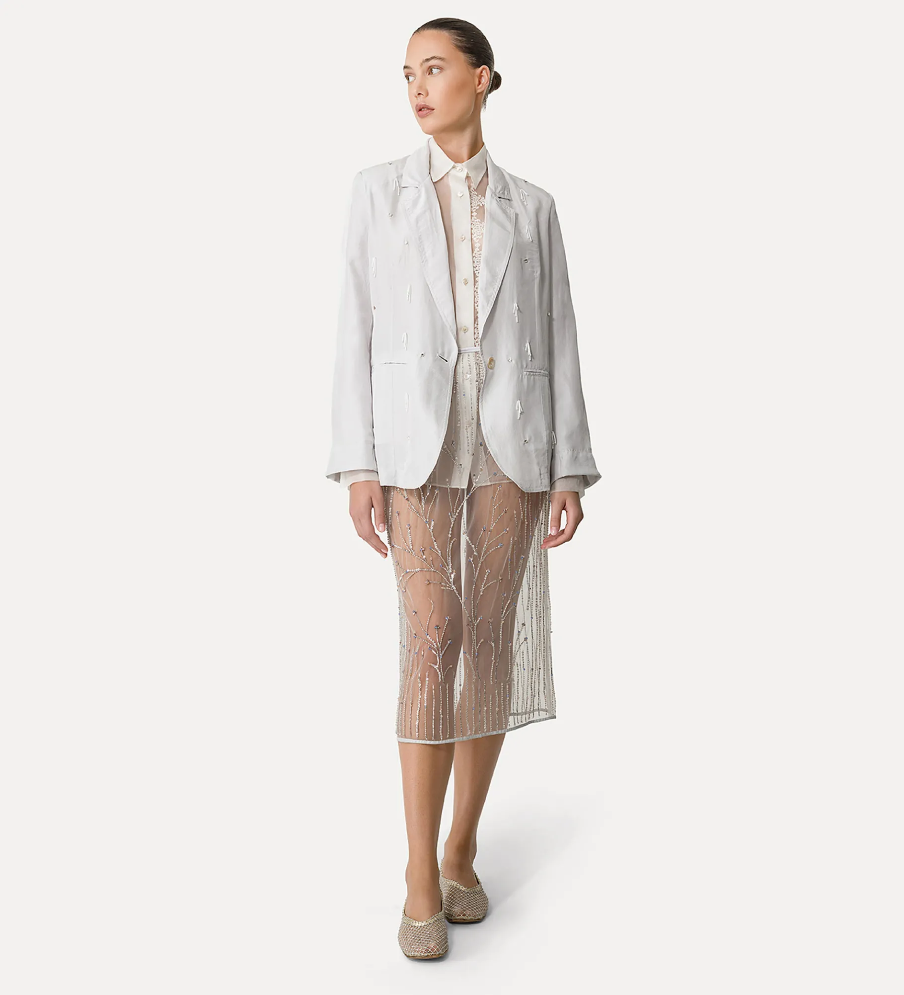 forte_forte tulle skirt with “firefly” embroidered detailing firefly^ Skirts