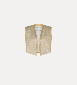 forte_forte “twinkle” vest in lurex–shot jacquard gold^ Jackets