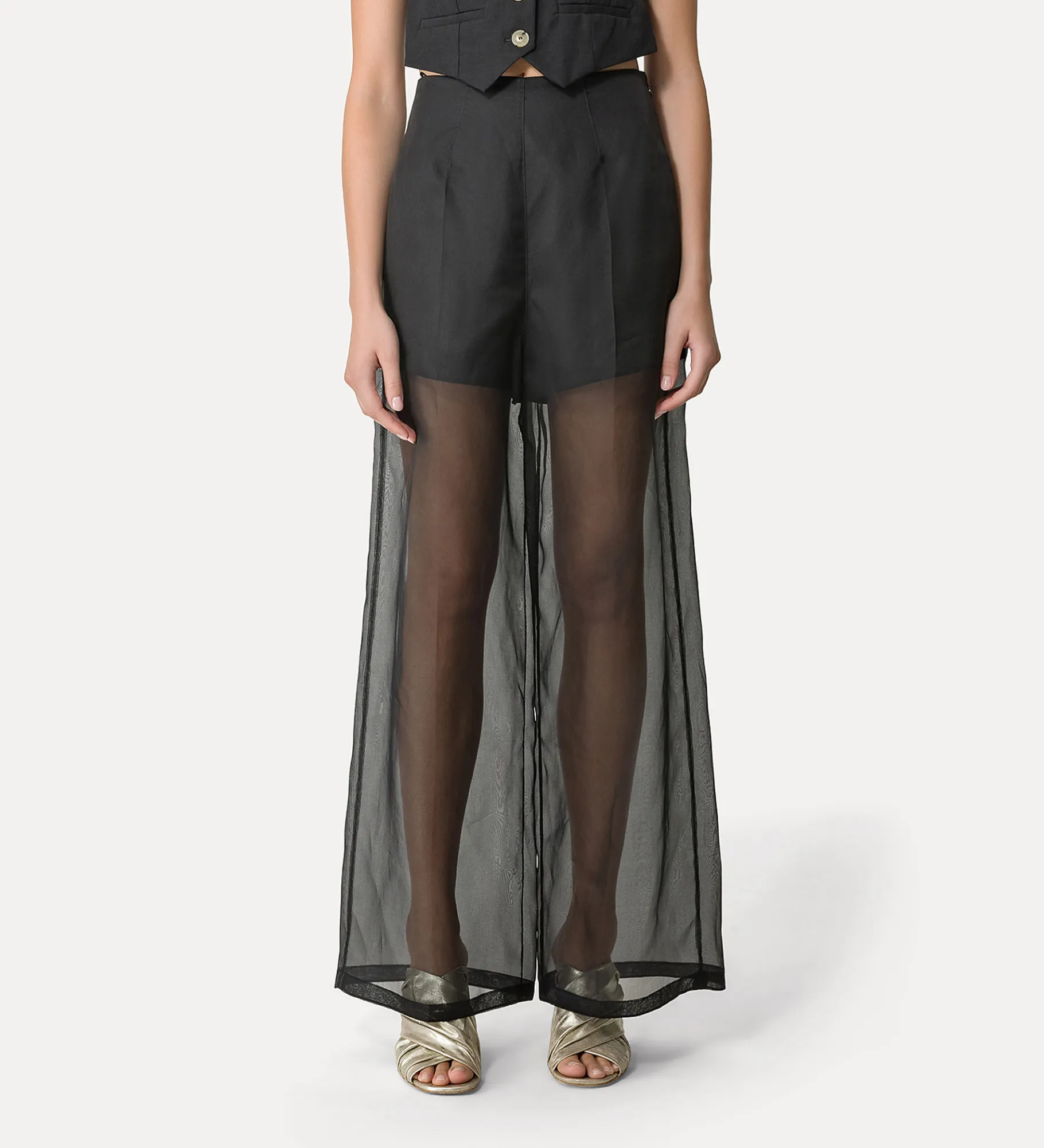 forte_forte wide–leg trousers in silk organza noir^ Pants