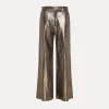 forte_forte wide–leg trousers in waffle–patterned suede gun metal^ Pants