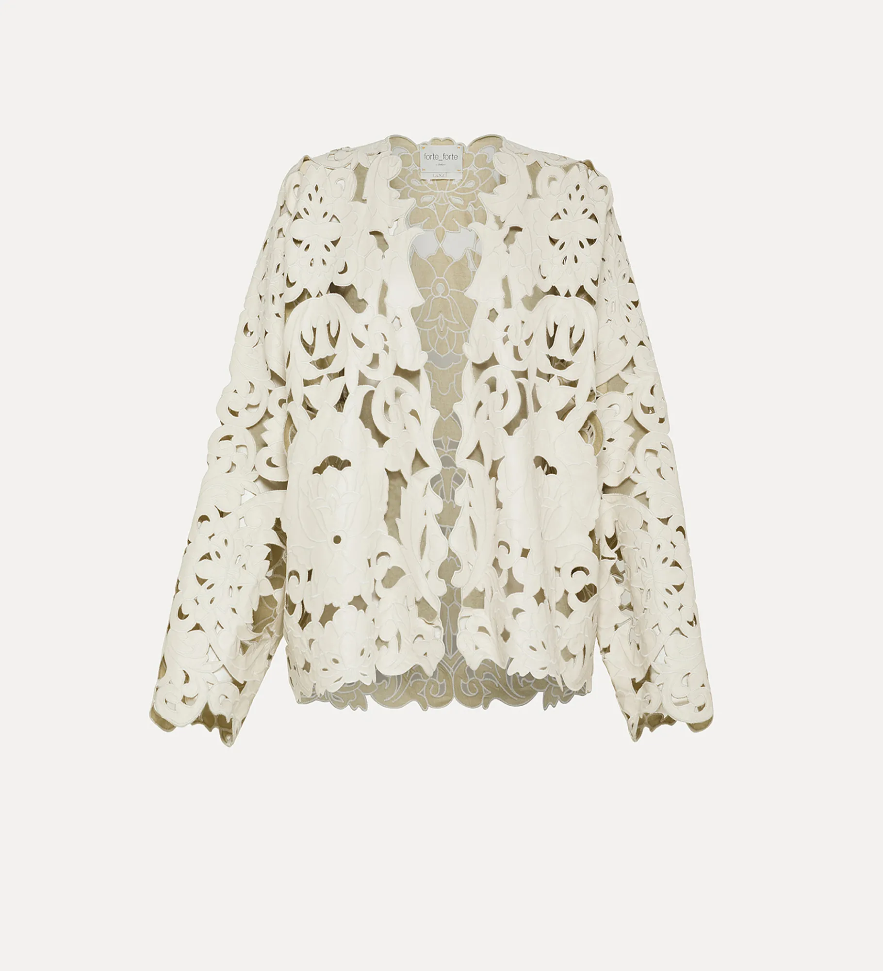 forte_forte women's leather bomber jacket with “poetic orchid” embroidery work orchidea^ Coats