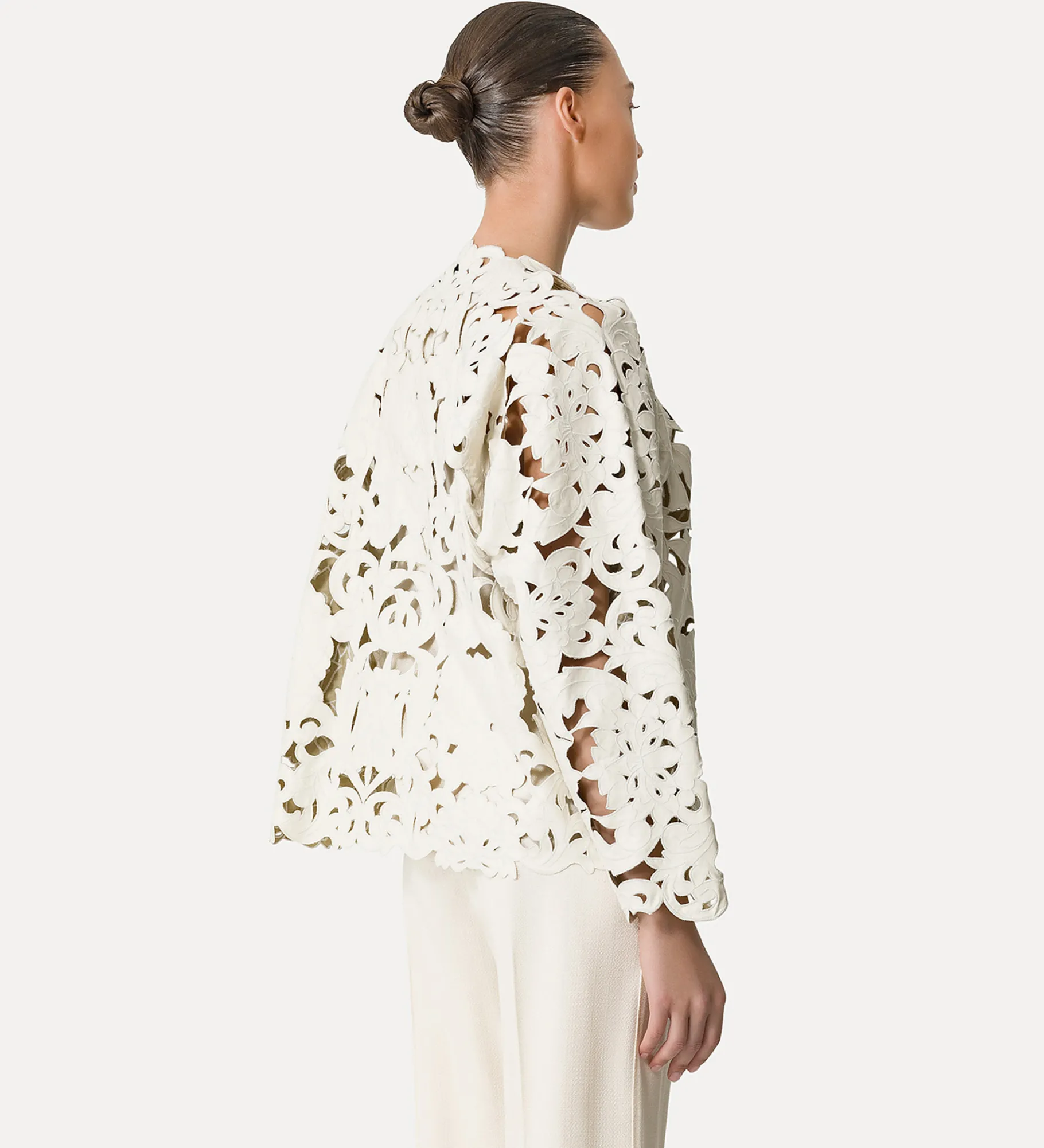 forte_forte women's leather bomber jacket with “poetic orchid” embroidery work orchidea^ Coats