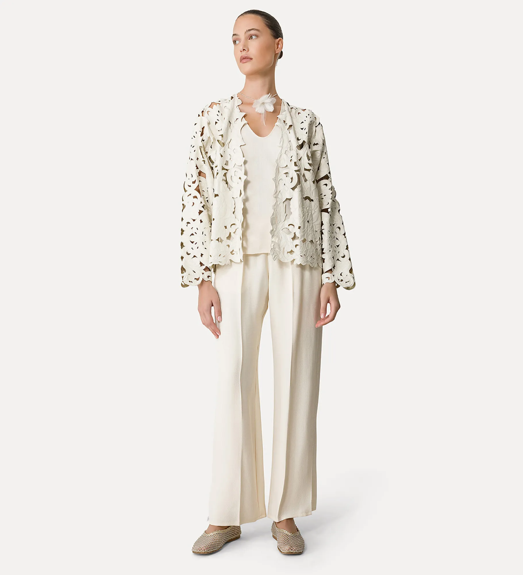 forte_forte women's leather bomber jacket with “poetic orchid” embroidery work orchidea^ Coats