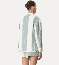 forte_forte work jacket in cotton and linen acqua^ Jackets