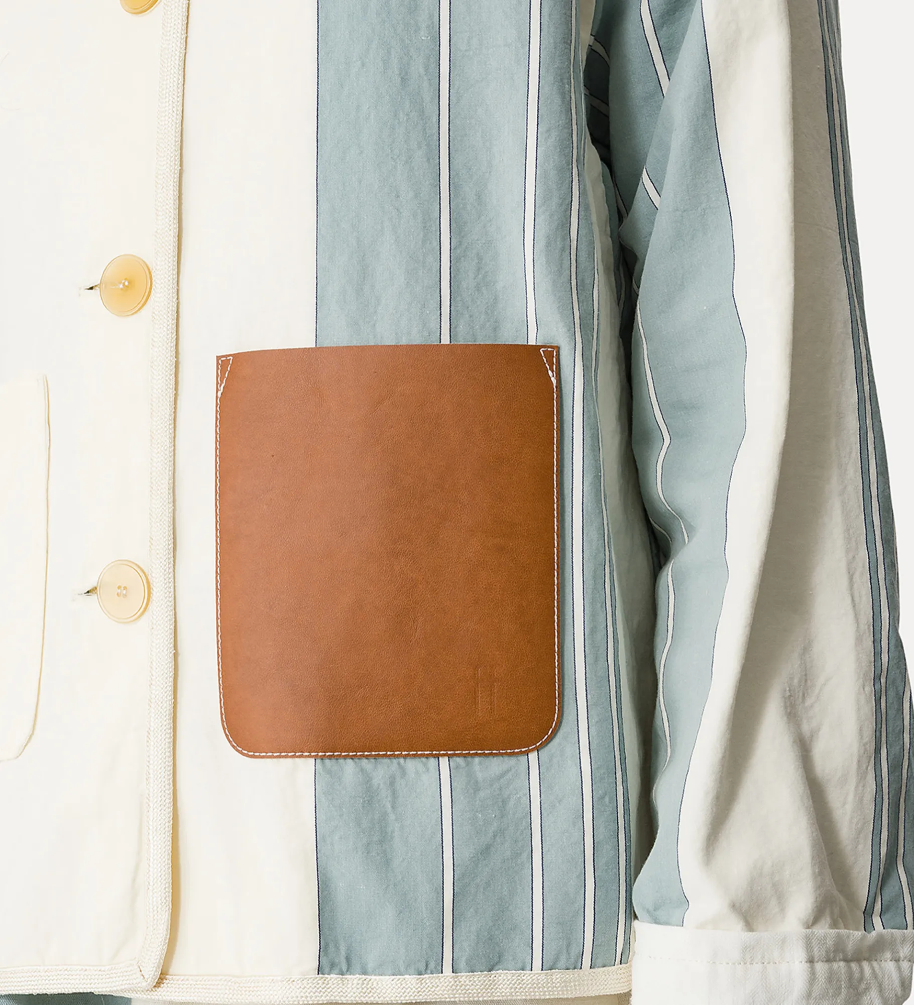 forte_forte work jacket in cotton and linen acqua^ Jackets