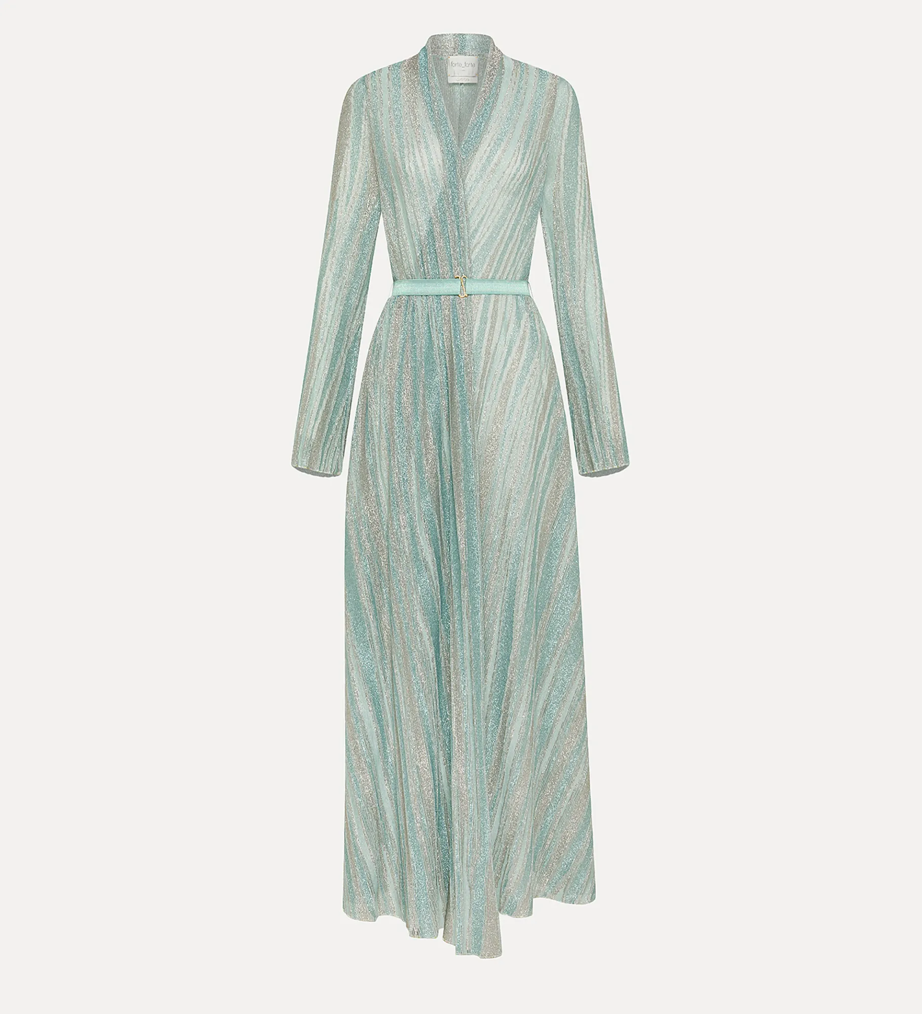 forte_forte wrap dress in lurex–shot jersey acqua^ Dresses