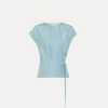 forte_forte wrapover top in silk acqua^ Tops