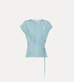 forte_forte wrapover top in silk acqua^ Tops
