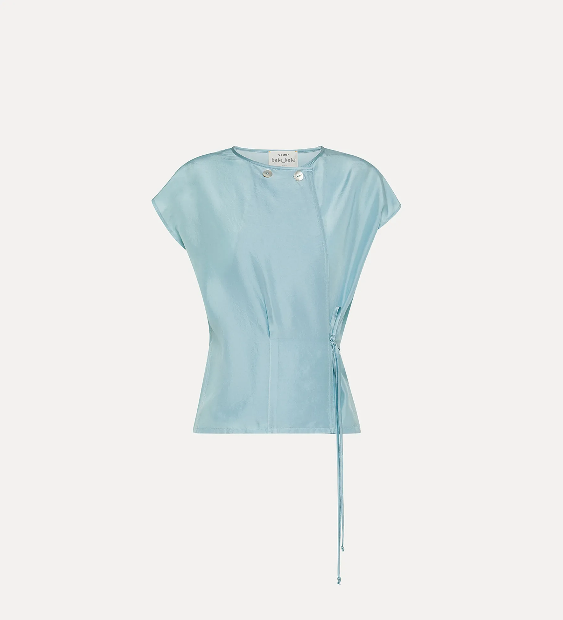 forte_forte wrapover top in silk acqua^ Tops