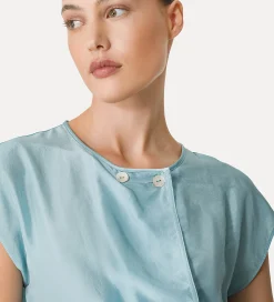 forte_forte wrapover top in silk acqua^ Tops
