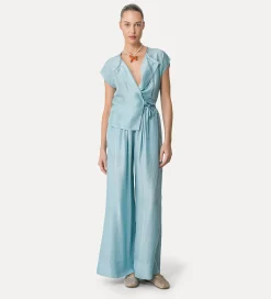 forte_forte wrapover top in silk acqua^ Tops